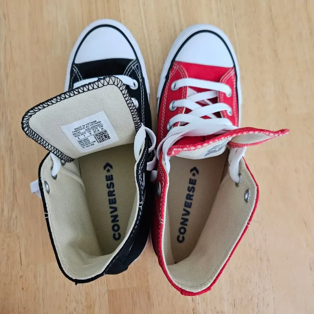 Converse Chuck Taylor All Star High Top Sneakers One Red One Black Sz M5 W7 EUC